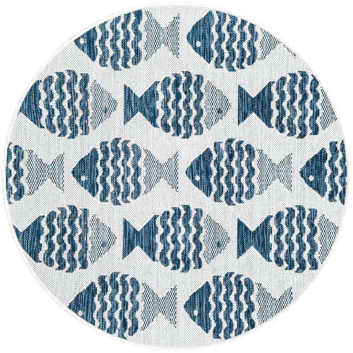 3' 1 x 3' 1 Easy-Clean Coastal Indoor / Outdoor Round Rug