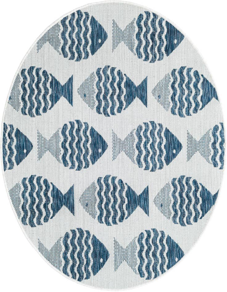 Detail image of 4' x 4' Easy-Clean Coastal Indoor / Outdoor Round Rug