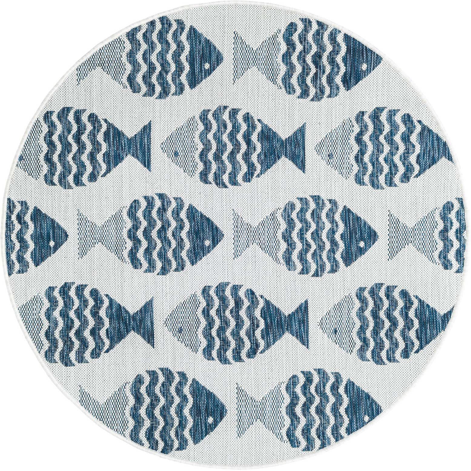 4' x 4' Easy-Clean Coastal Indoor / Outdoor Round Rug