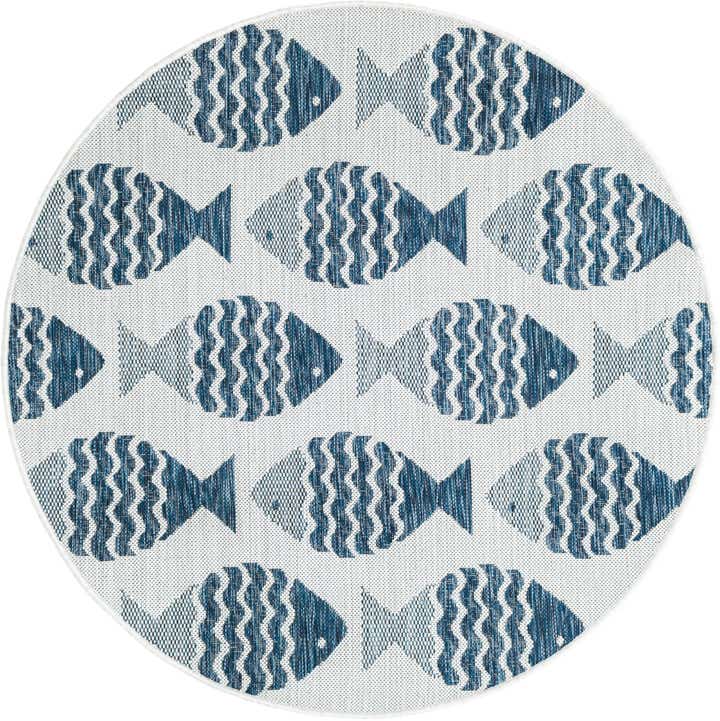 4' x 4' Easy-Clean Coastal Indoor / Outdoor Round Rug