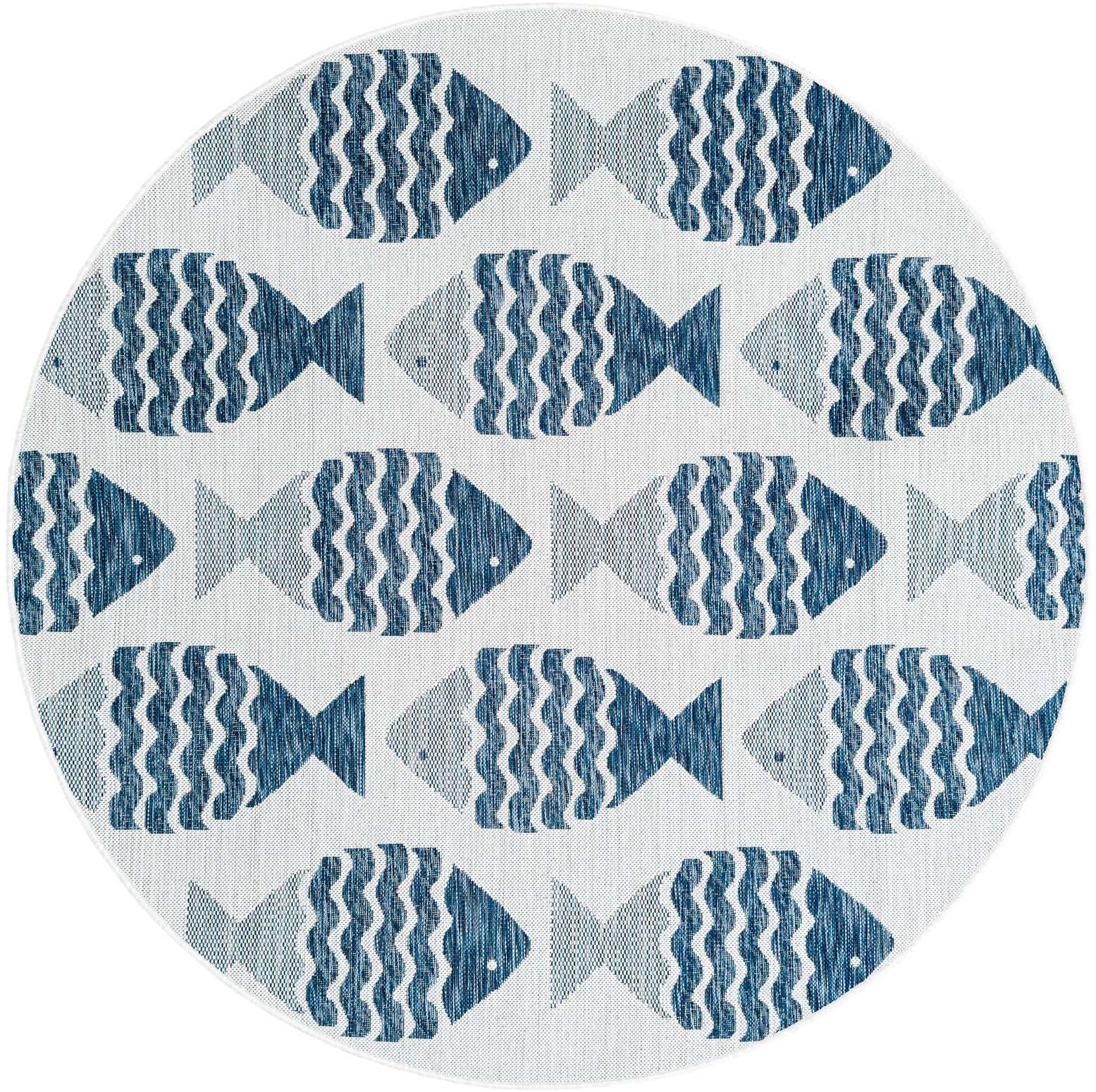 6' x 6' Easy-Clean Coastal Indoor / Outdoor Round Rug