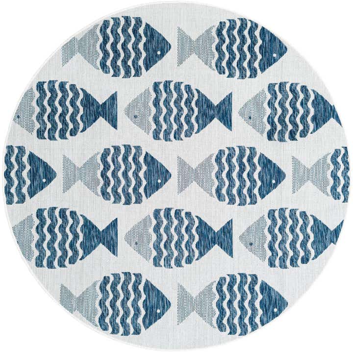 6' x 6' Easy-Clean Coastal Indoor / Outdoor Round Rug