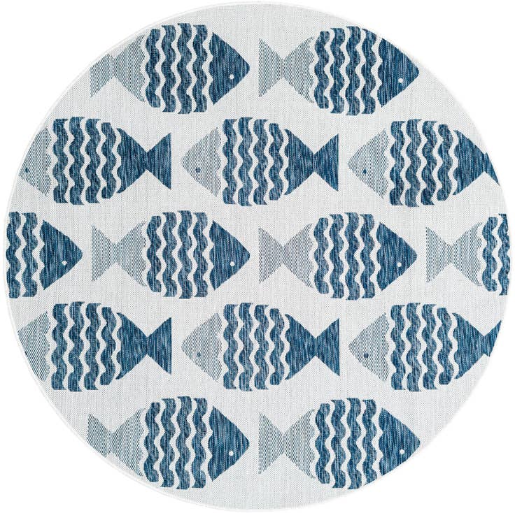 Detail image of 6' x 6' Easy-Clean Coastal Indoor / Outdoor Round Rug