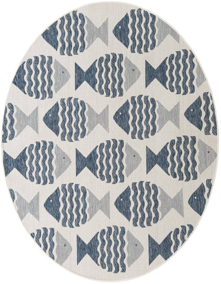 Detail image of 7' 10 x 7' 10 Easy-Clean Coastal Indoor / Outdoor Round Rug