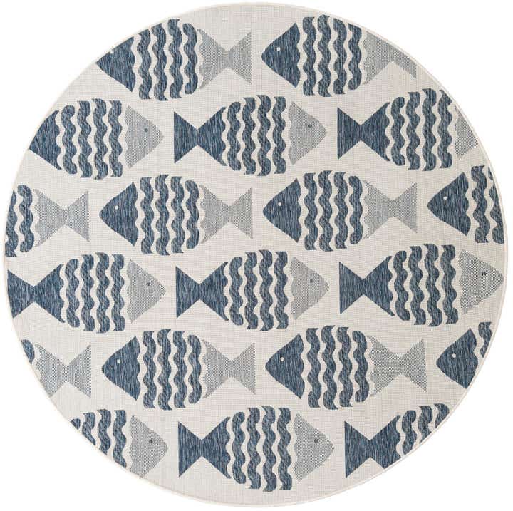 7' 10 x 7' 10 Easy-Clean Coastal Indoor / Outdoor Round Rug