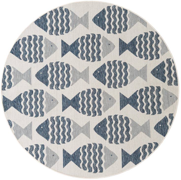 Detail image of 7' 10 x 7' 10 Easy-Clean Coastal Indoor / Outdoor Round Rug
