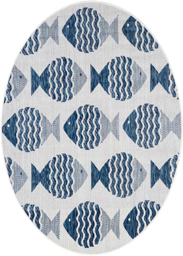 5' 3 x 5' 3 Easy-Clean Coastal Indoor / Outdoor Round Rug