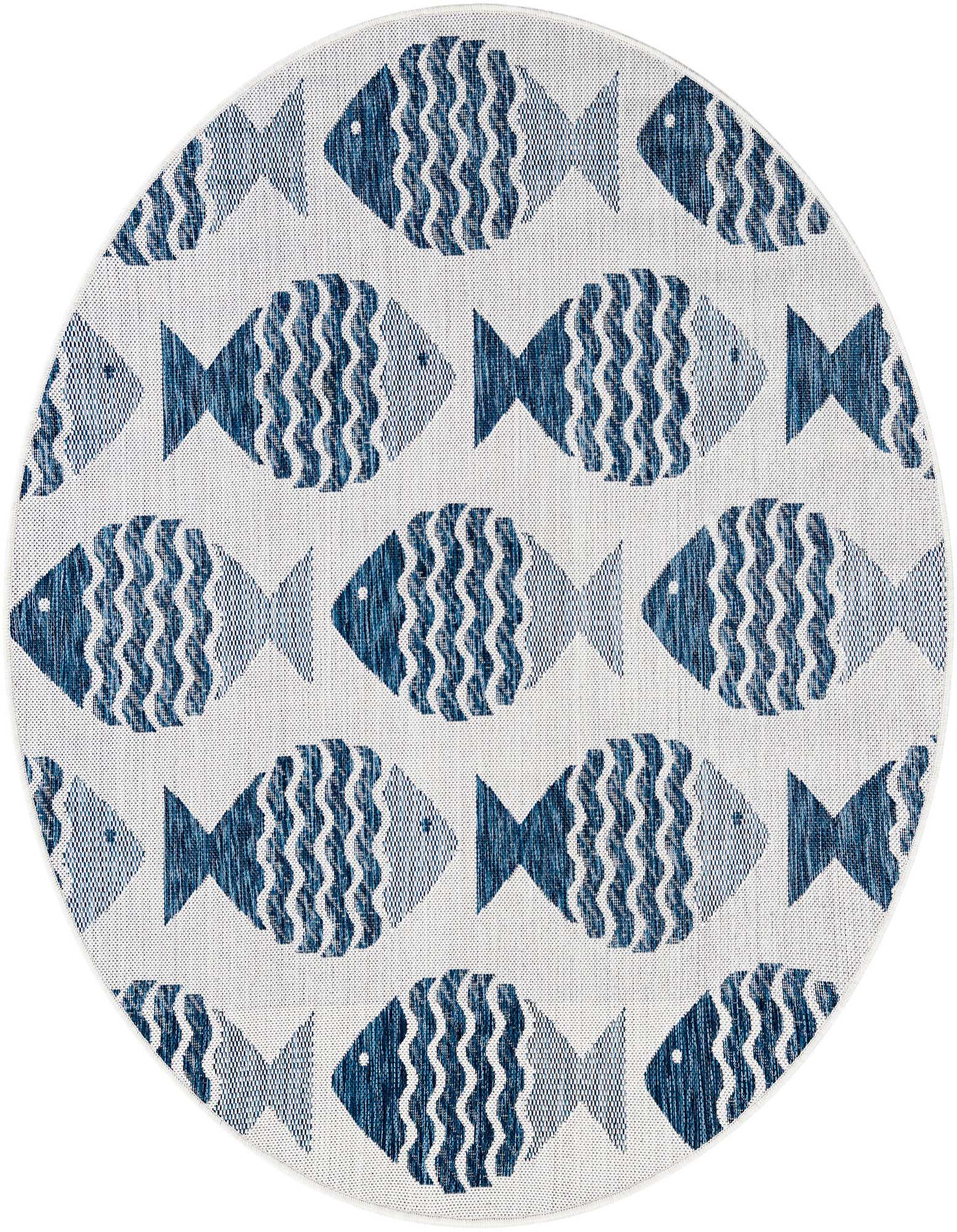 5' 3 x 5' 3 Easy-Clean Coastal Indoor / Outdoor Round Rug