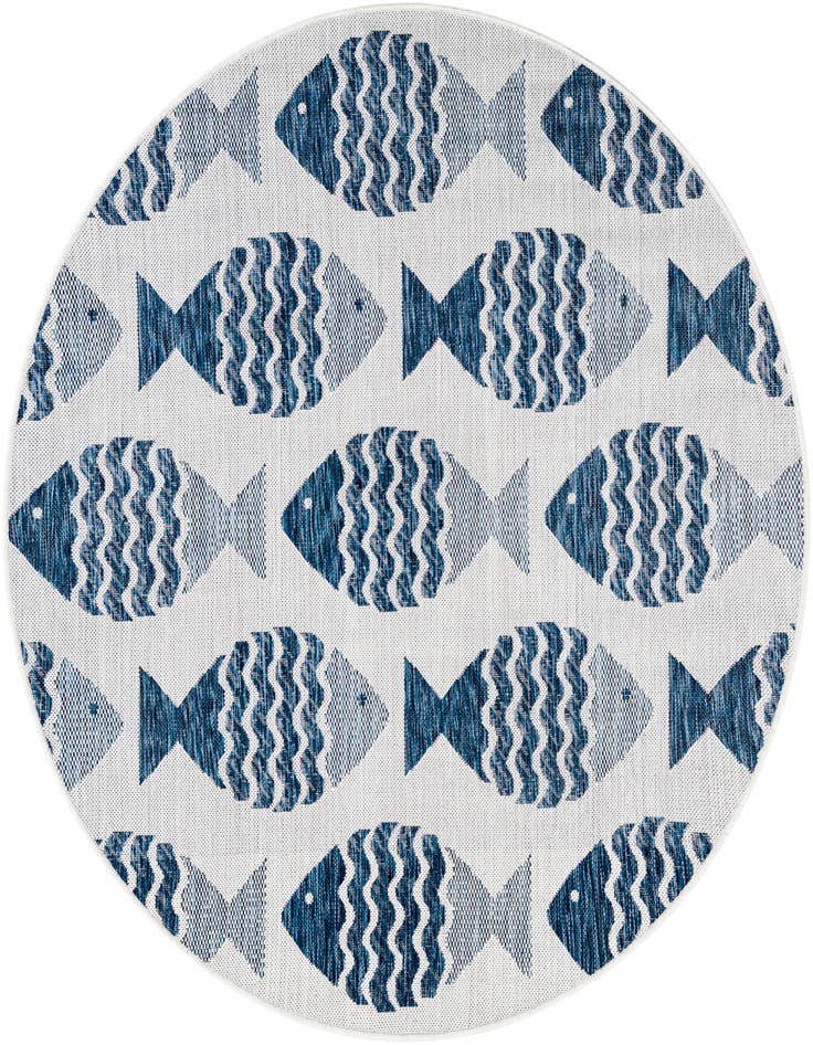 Detail image of 5' 3 x 5' 3 Easy-Clean Coastal Indoor / Outdoor Round Rug