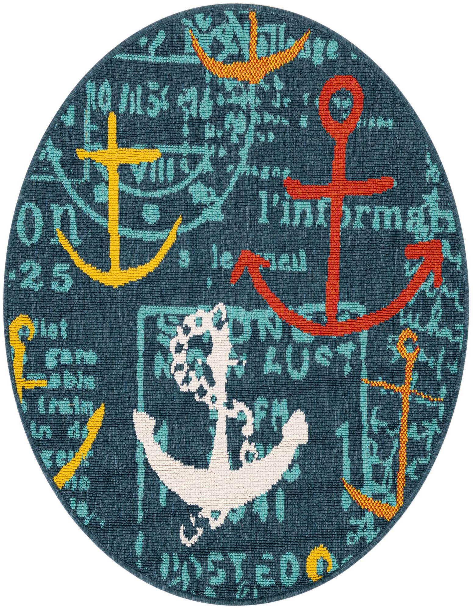 3' x 3' Easy-Clean Coastal Indoor / Outdoor Round Rug