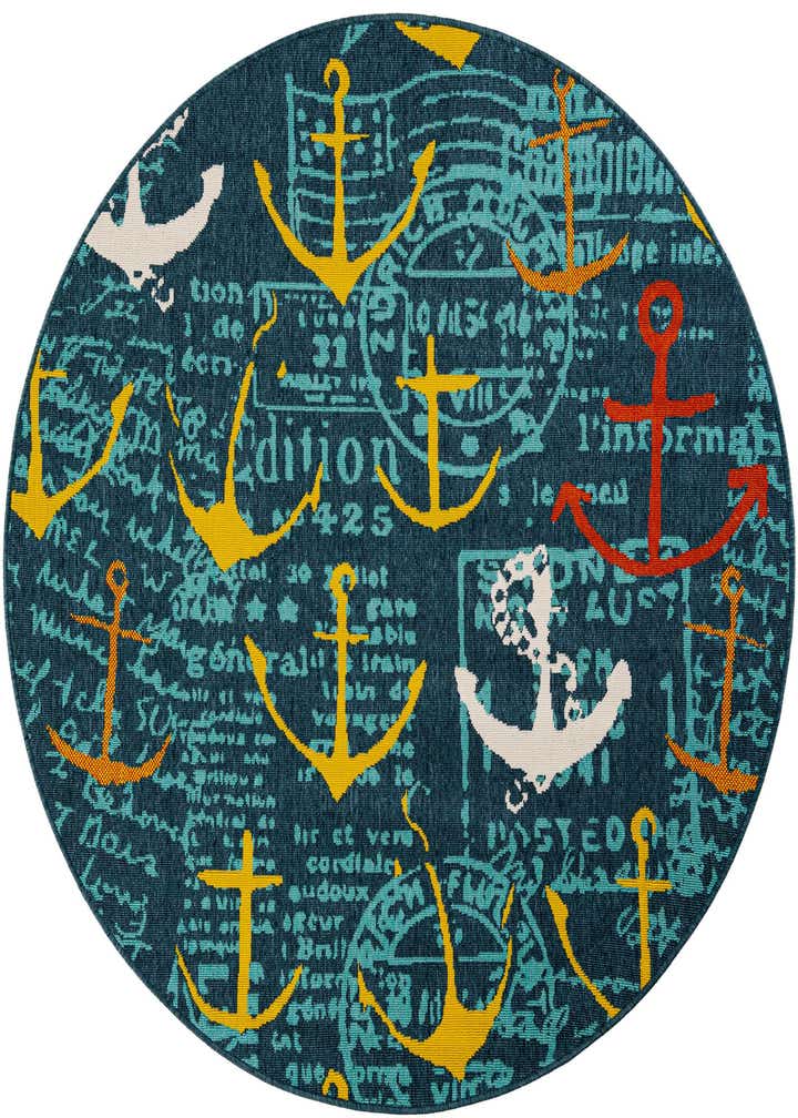 6' x 6' Easy-Clean Coastal Indoor / Outdoor Round Rug