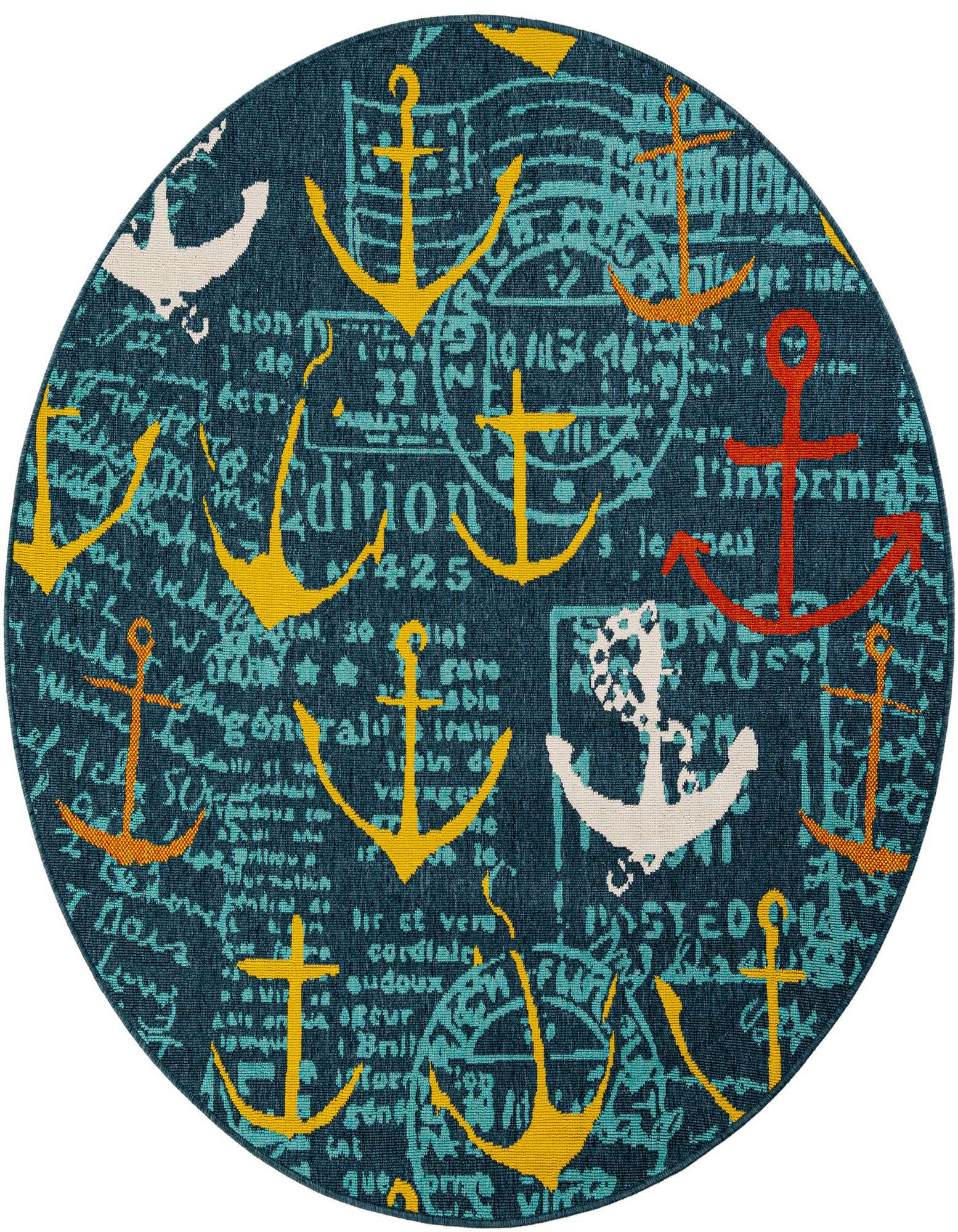 6' x 6' Easy-Clean Coastal Indoor / Outdoor Round Rug
