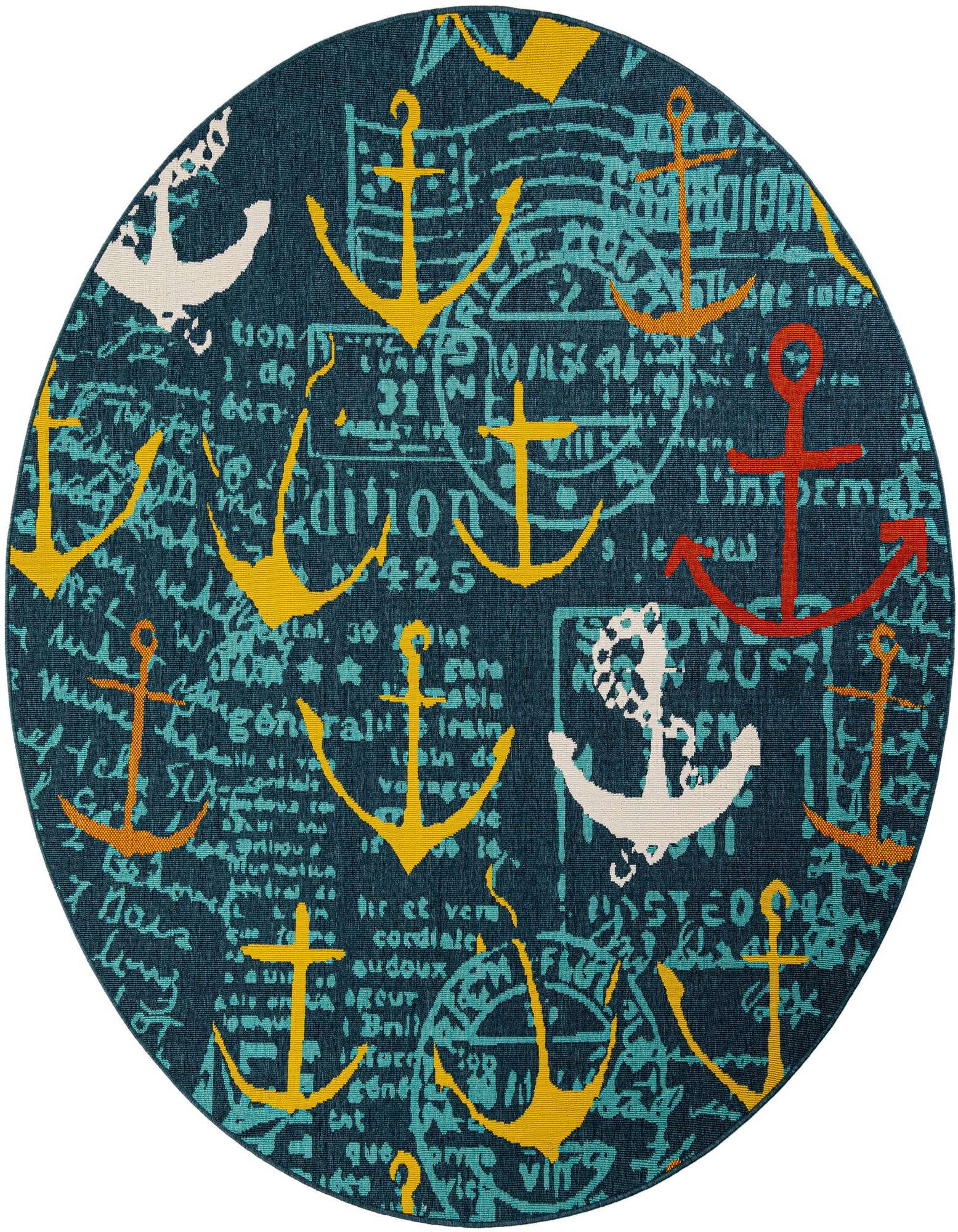 7' 10 x 7' 10 Easy-Clean Coastal Indoor / Outdoor Round Rug