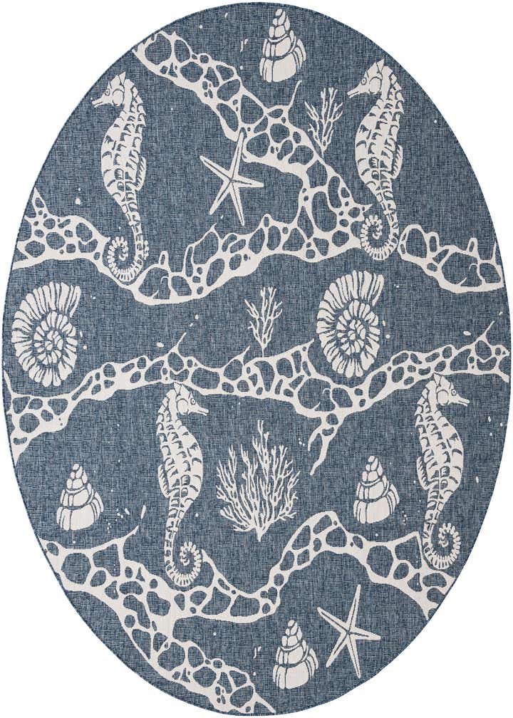 10' x 10' Easy-Clean Coastal Indoor / Outdoor Round Rug