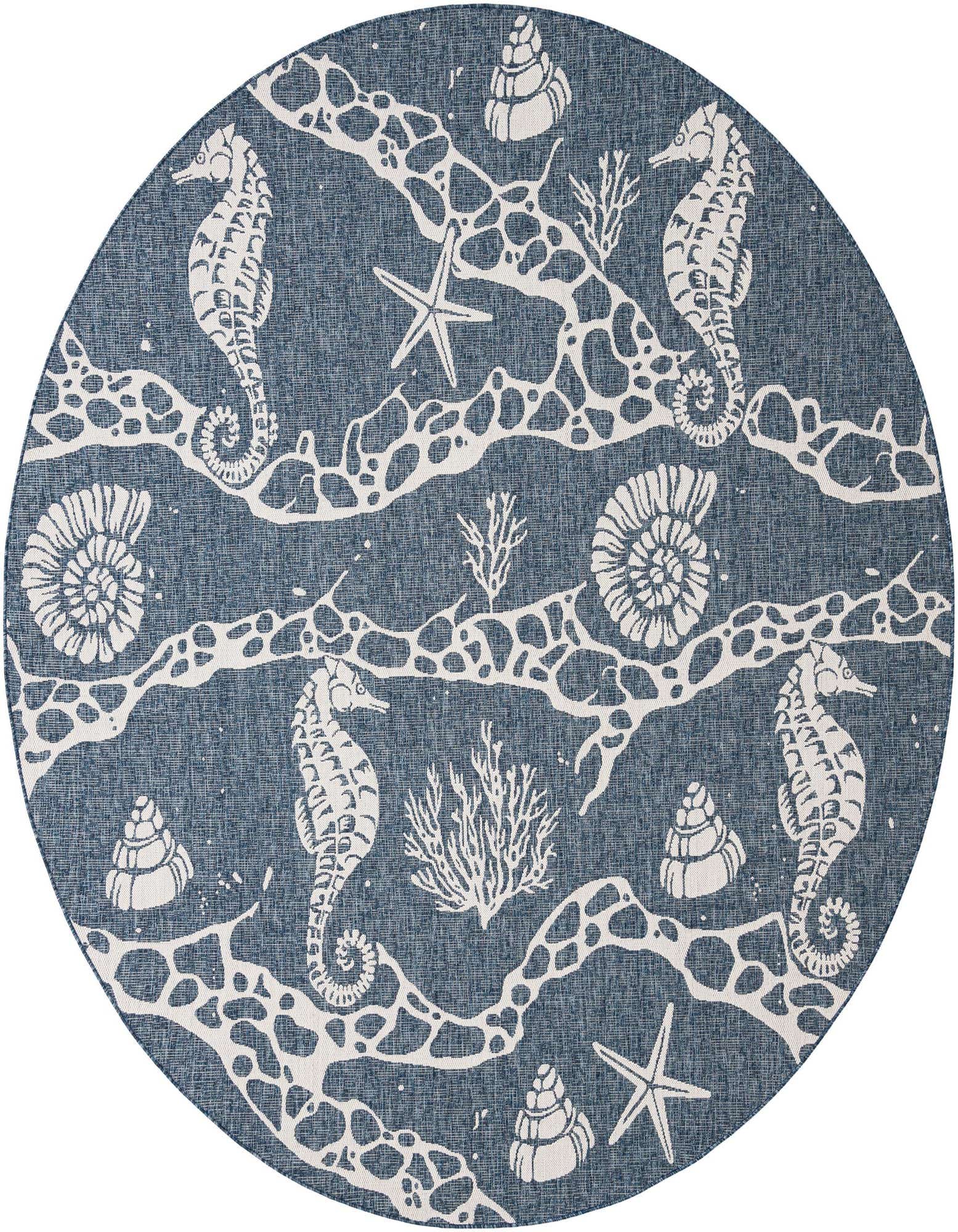 10' x 10' Easy-Clean Coastal Indoor / Outdoor Round Rug