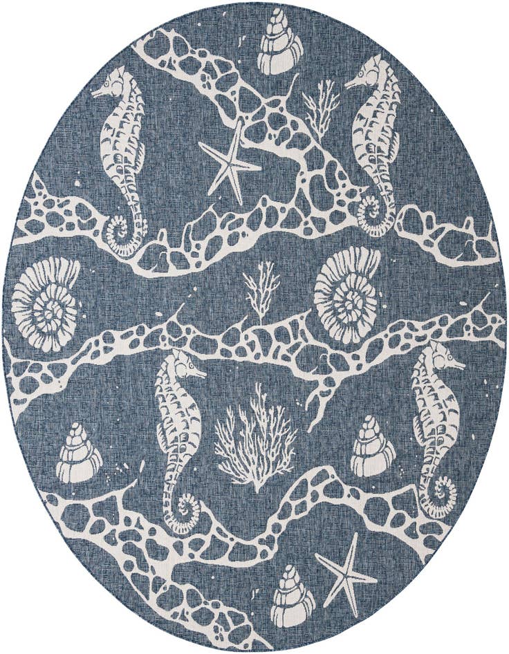 Detail image of 10' x 10' Easy-Clean Coastal Indoor / Outdoor Round Rug