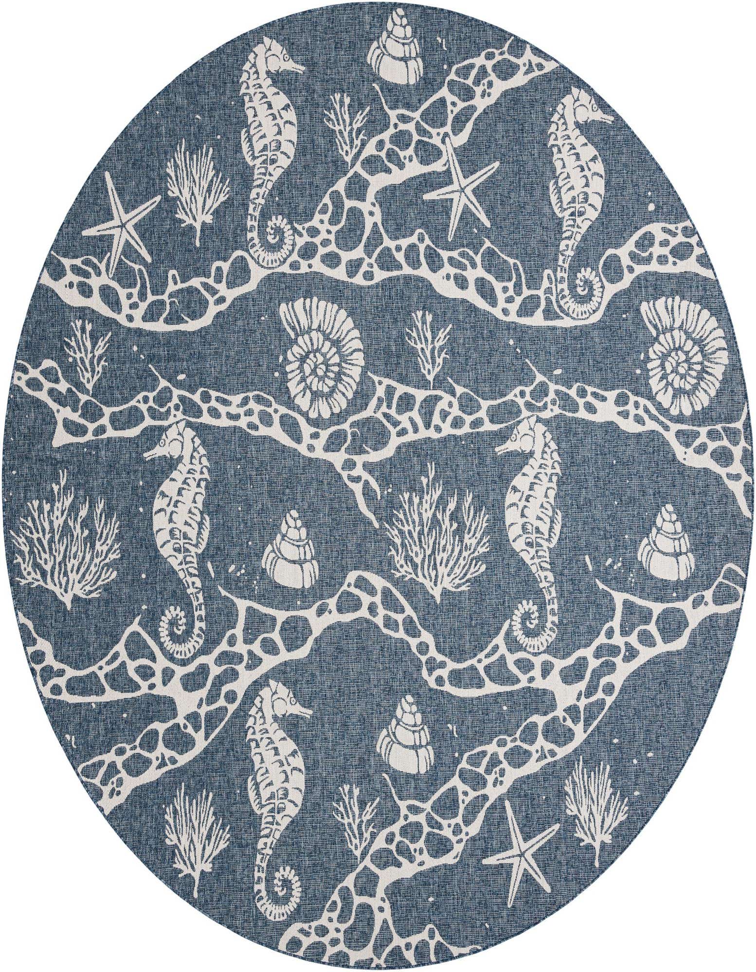 12' x 12' Easy-Clean Coastal Indoor / Outdoor Round Rug