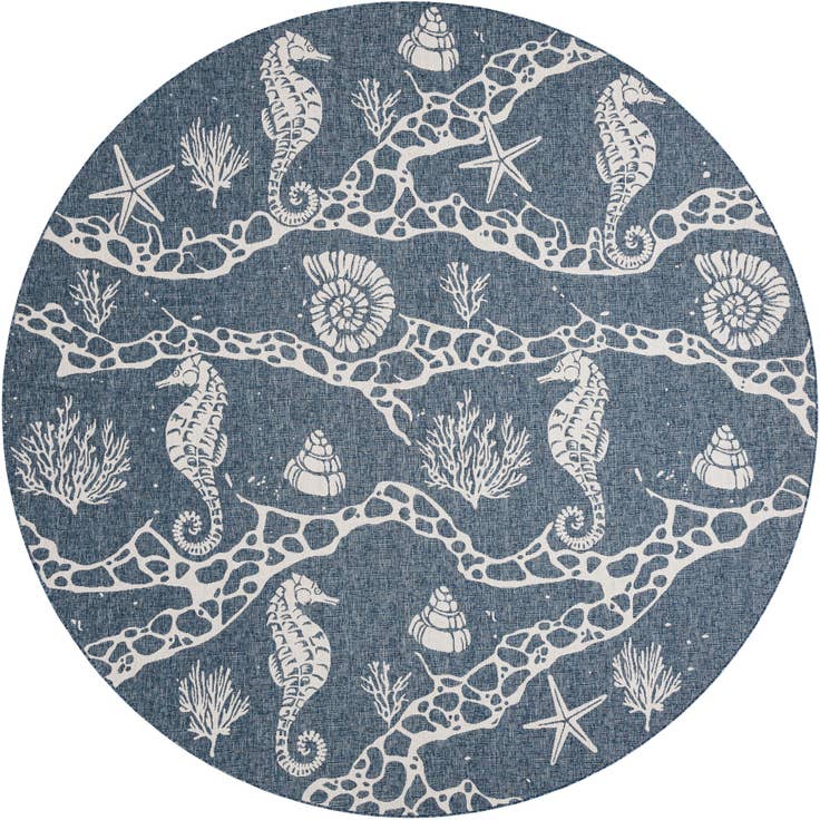 Detail image of 12' x 12' Easy-Clean Coastal Indoor / Outdoor Round Rug