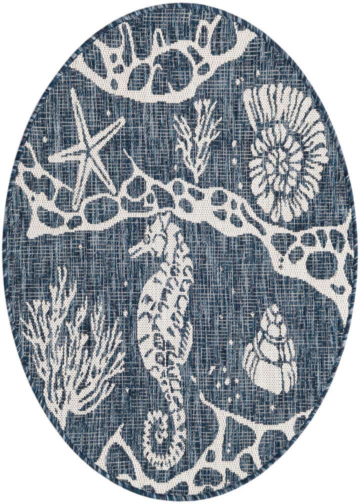 3' x 3' Easy-Clean Coastal Indoor / Outdoor Round Rug