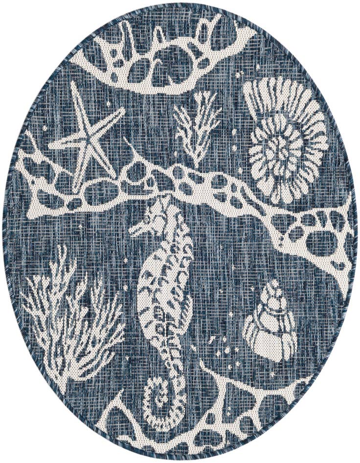 Detail image of 3' x 3' Easy-Clean Coastal Indoor / Outdoor Round Rug