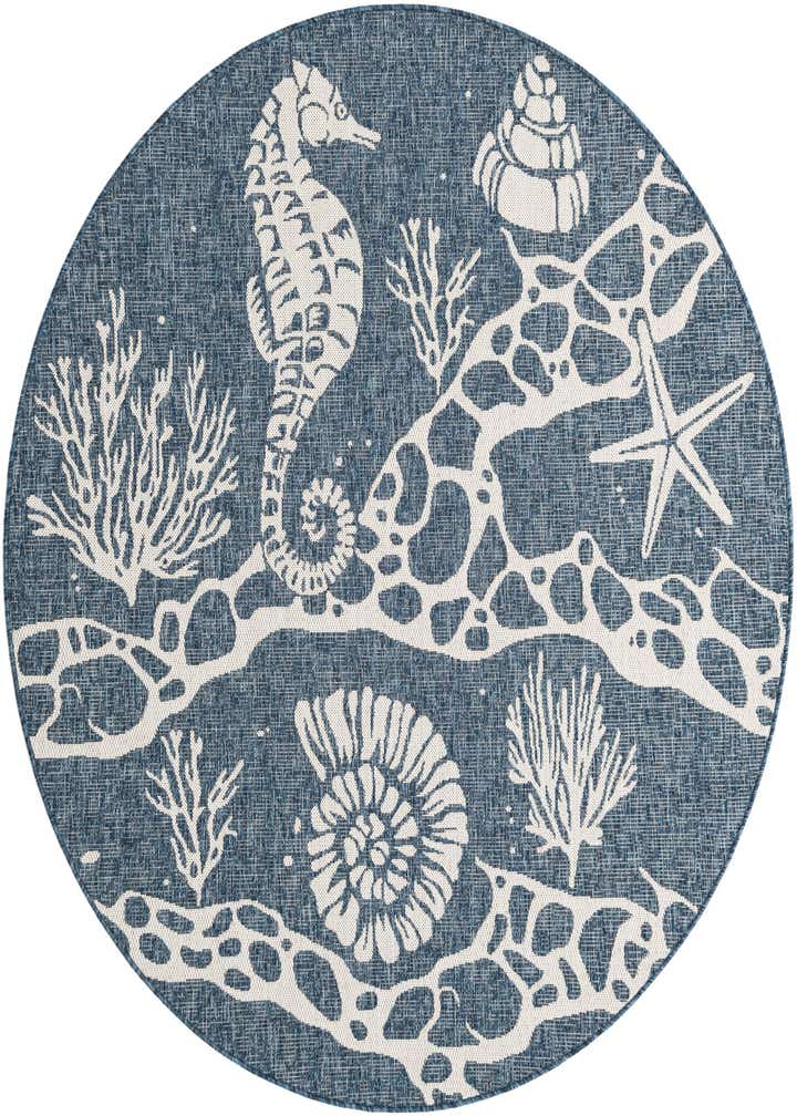 6' x 6' Easy-Clean Coastal Indoor / Outdoor Round Rug