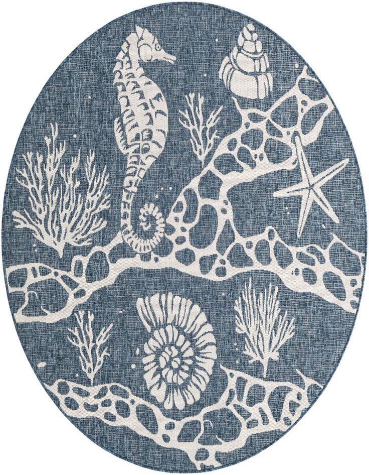 Detail image of 6' x 6' Easy-Clean Coastal Indoor / Outdoor Round Rug