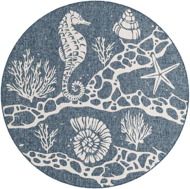 6' x 6' Easy-Clean Coastal Indoor / Outdoor Round Rug