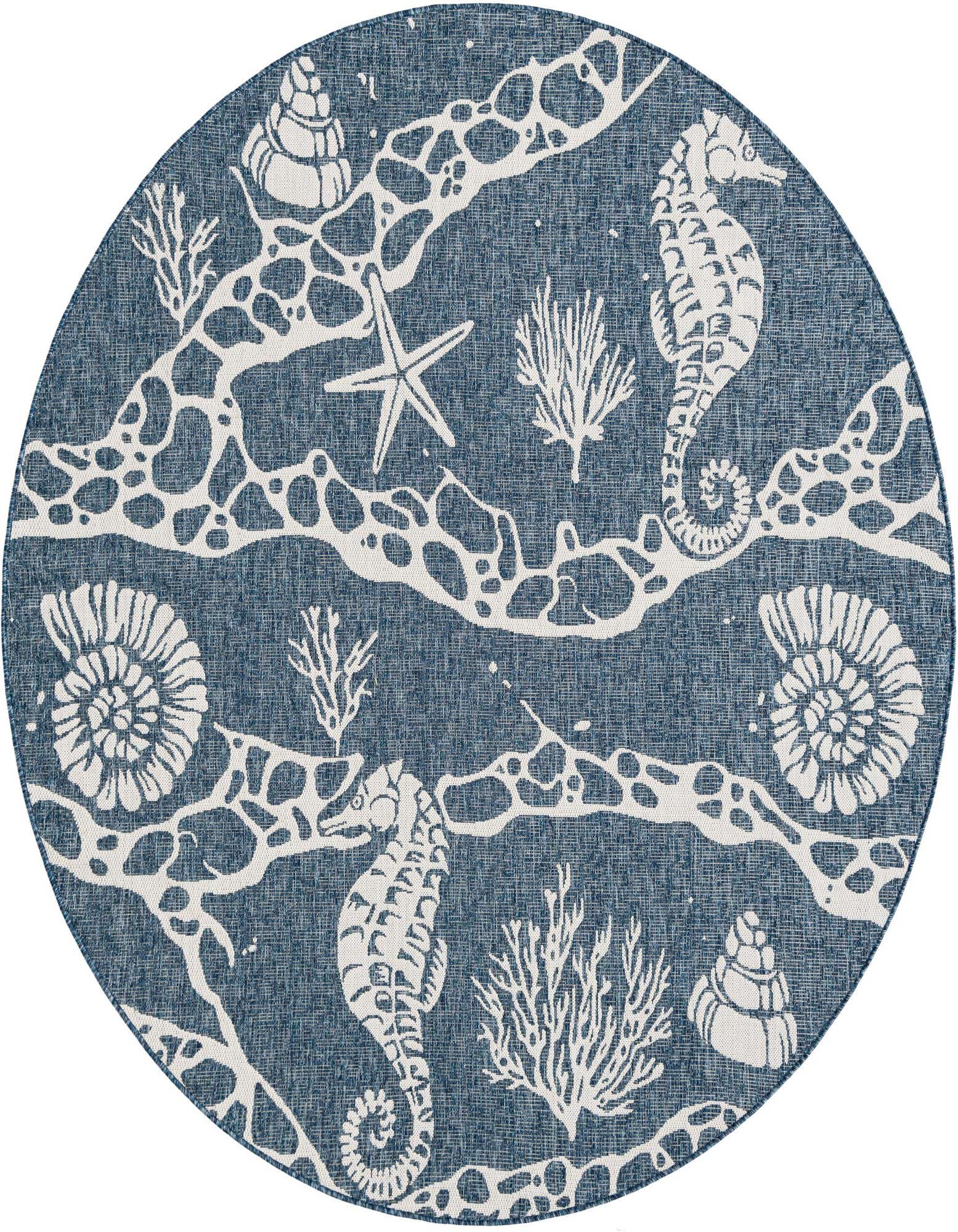7' 10 x 7' 10 Easy-Clean Coastal Indoor / Outdoor Round Rug