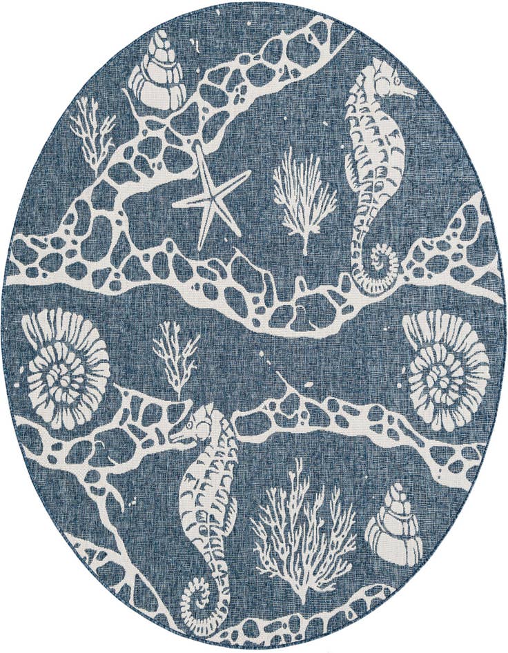 Detail image of 7' 10 x 7' 10 Easy-Clean Coastal Indoor / Outdoor Round Rug