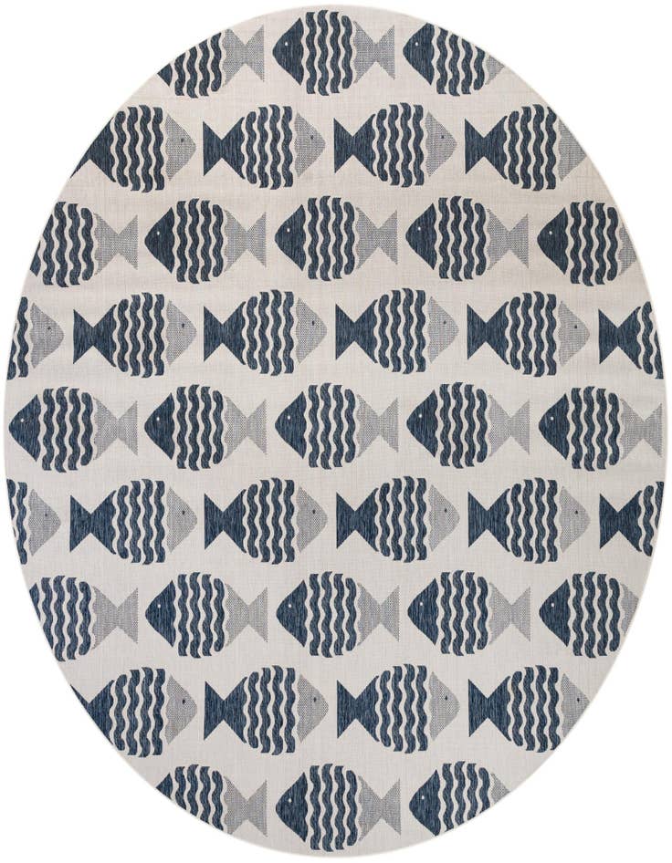 Detail image of 13' x 13' Easy-Clean Coastal Indoor / Outdoor Round Rug