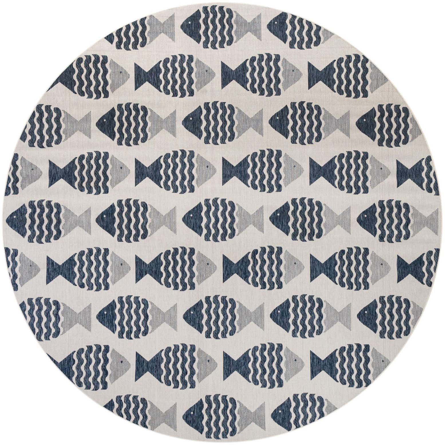 13' x 13' Easy-Clean Coastal Indoor / Outdoor Round Rug