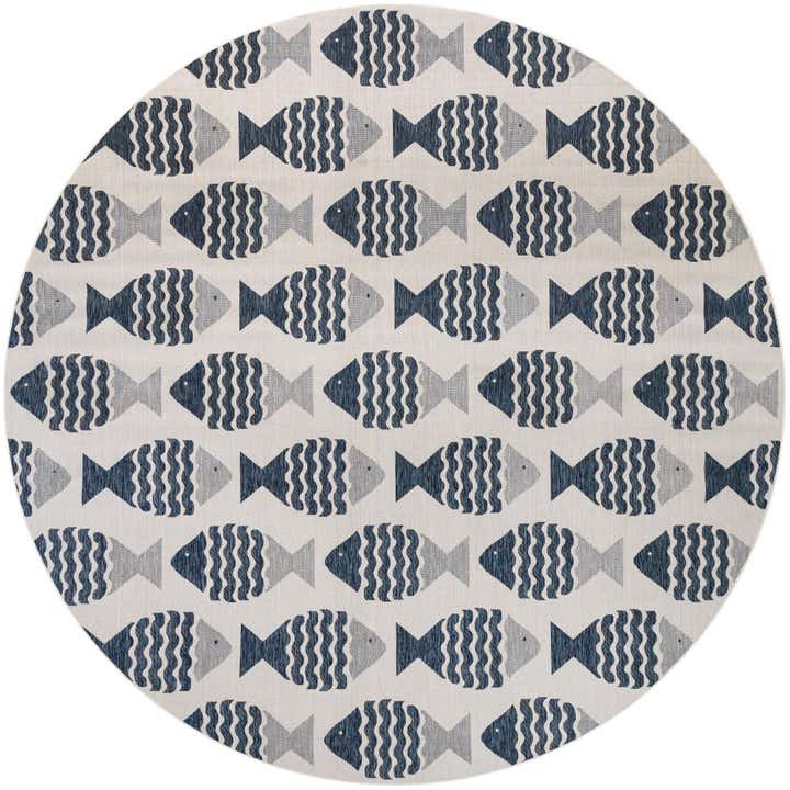 13' x 13' Easy-Clean Coastal Indoor / Outdoor Round Rug