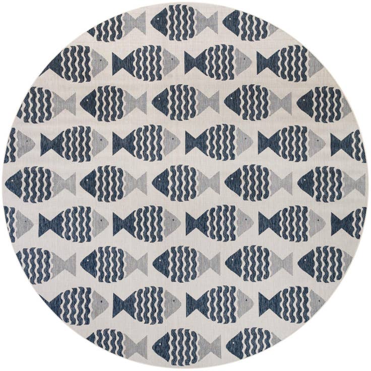 Detail image of 13' x 13' Easy-Clean Coastal Indoor / Outdoor Round Rug