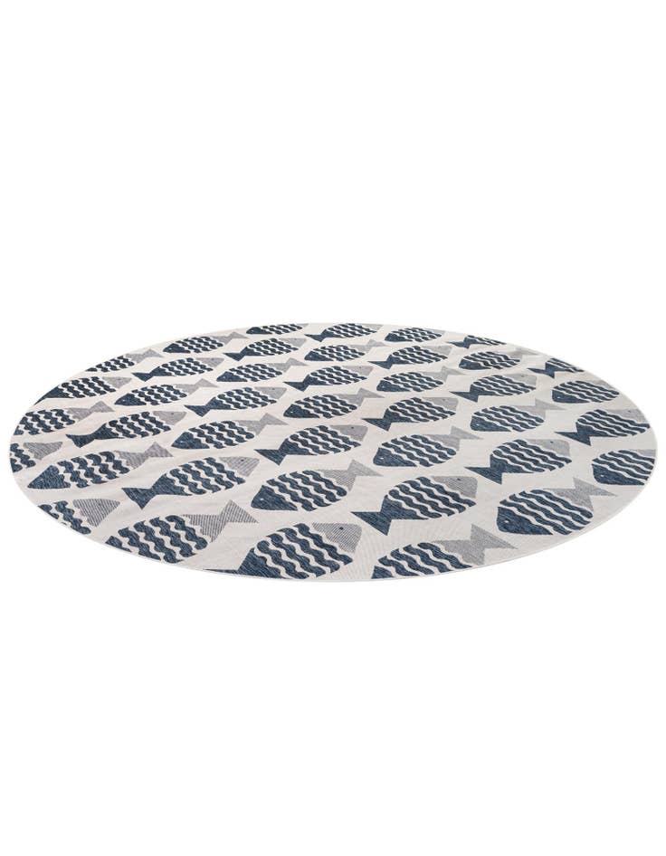 Detail image of 13' x 13' Easy-Clean Coastal Indoor / Outdoor Round Rug