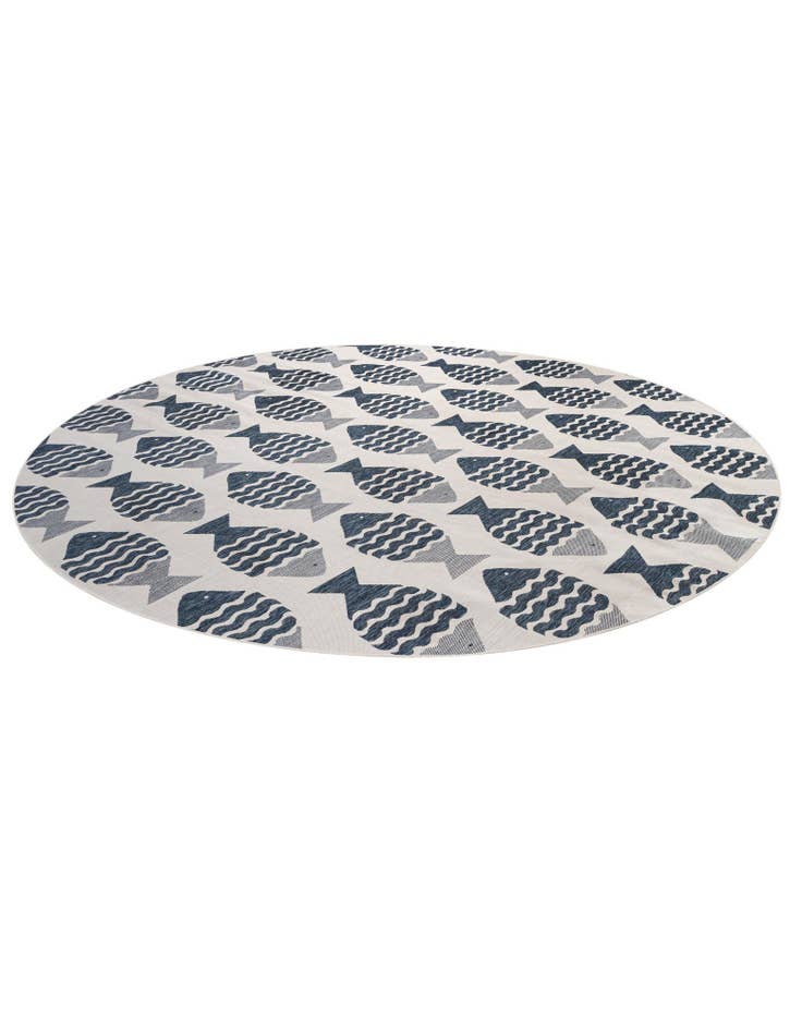 Detail image of 13' x 13' Easy-Clean Coastal Indoor / Outdoor Round Rug