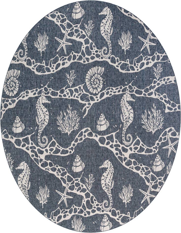 Detail image of 13' x 13' Easy-Clean Coastal Indoor / Outdoor Round Rug