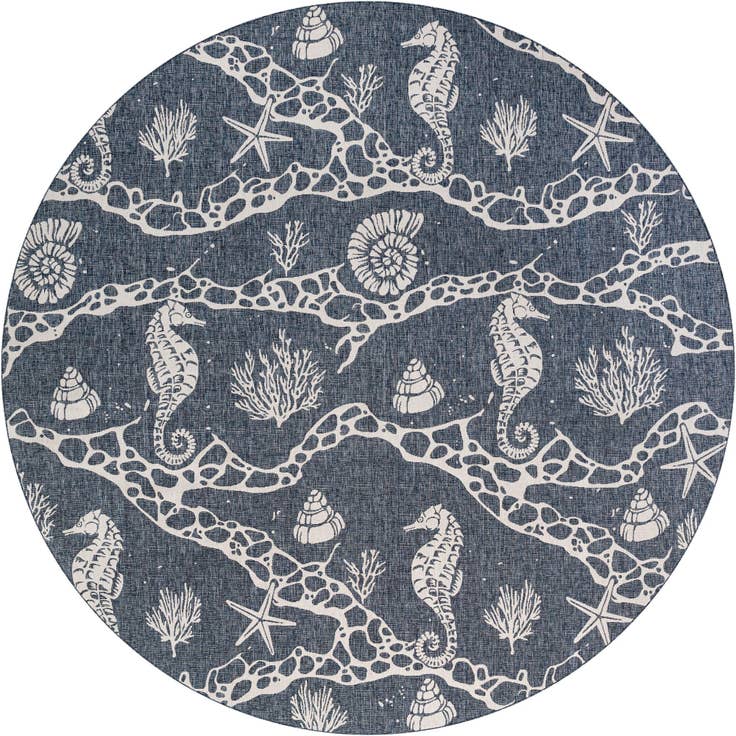 Detail image of 13' x 13' Easy-Clean Coastal Indoor / Outdoor Round Rug