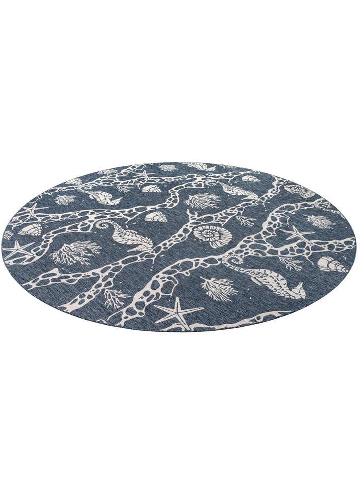 13' x 13' Easy-Clean Coastal Indoor / Outdoor Round Rug