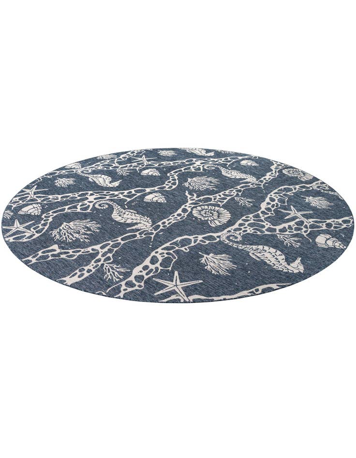 Detail image of 13' x 13'  Washable Coastal Indoor / Outdoor Round Rug