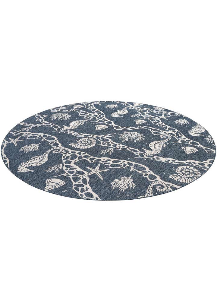 13' x 13' Easy-Clean Coastal Indoor / Outdoor Round Rug