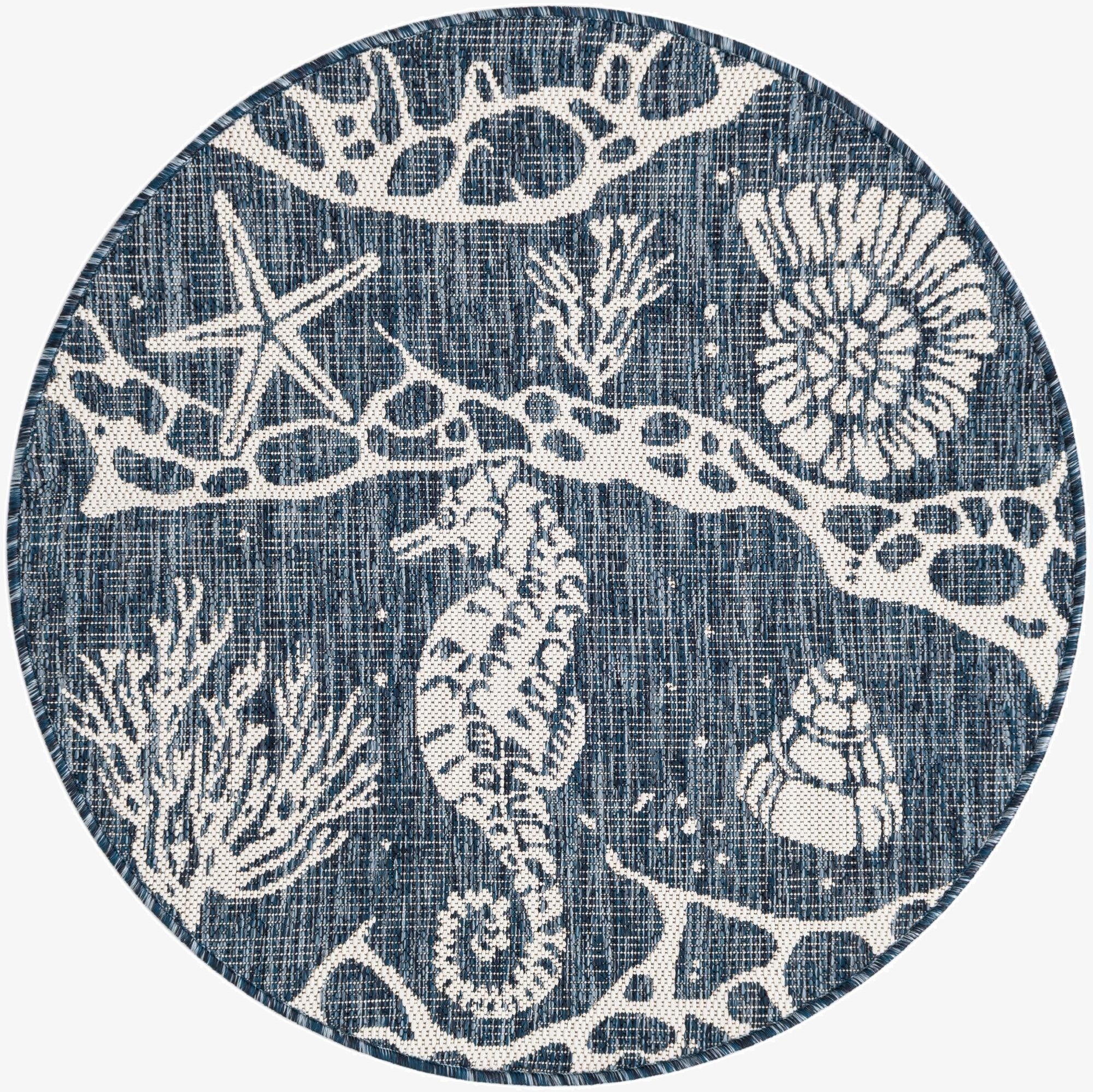 Primary image 3' x 3'  Washable Coastal Indoor / Outdoor Round Rug