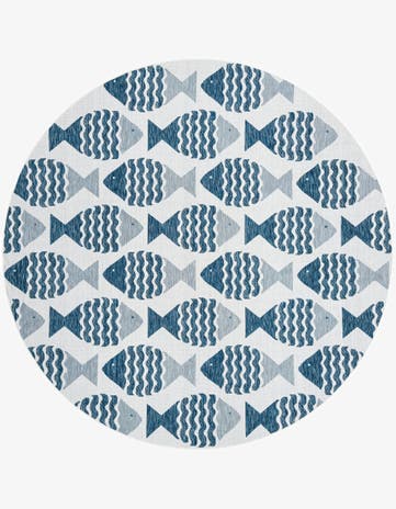 10' x 10' Easy-Clean Coastal Indoor / Outdoor Round Rug