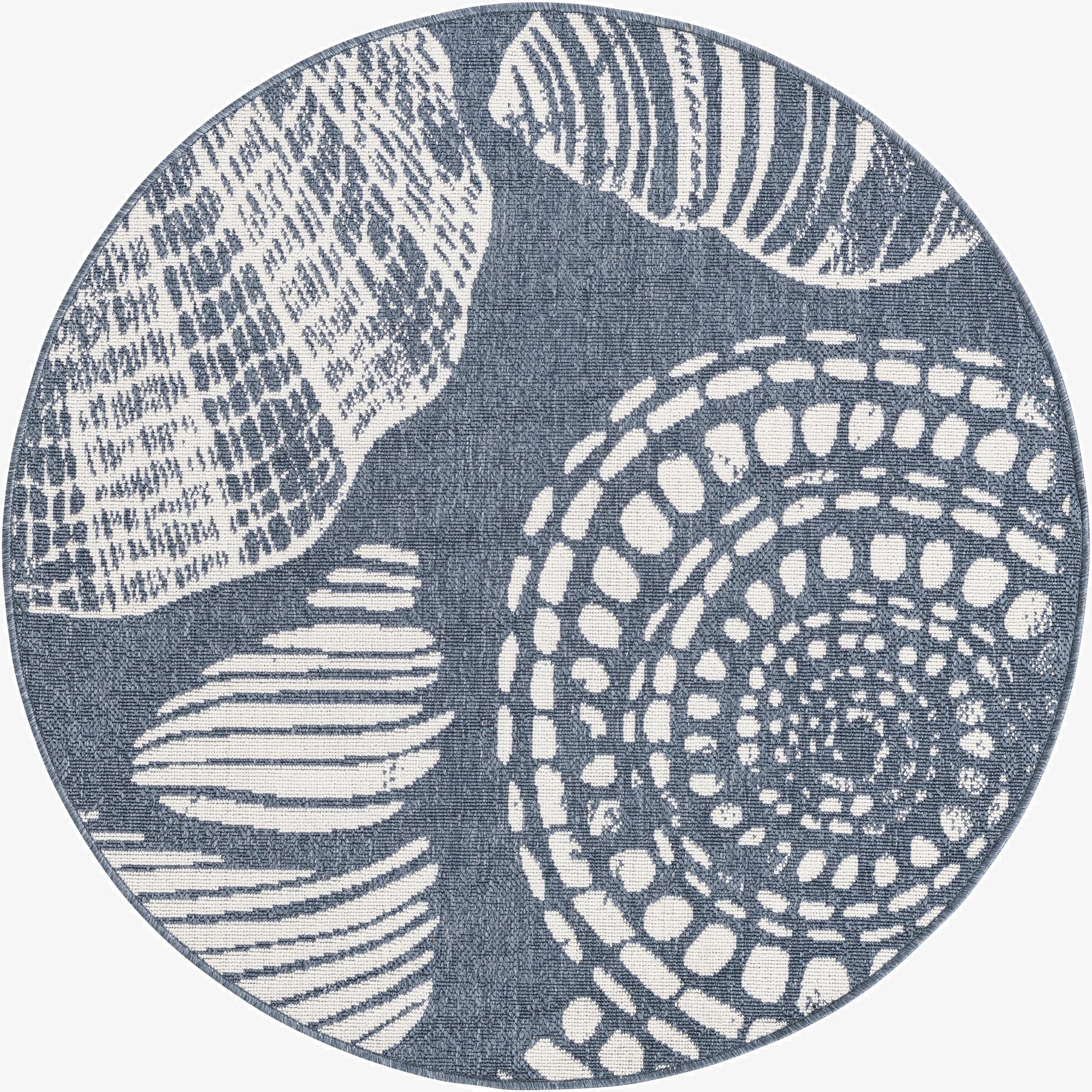  4' x 4'  Washable Coastal Indoor / Outdoor Round Rug