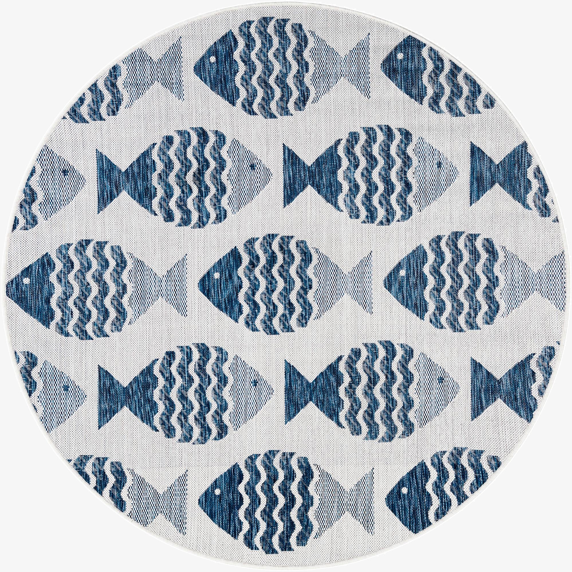 Primary image 5' 3 x 5' 3  Washable Coastal Indoor / Outdoor Round Rug