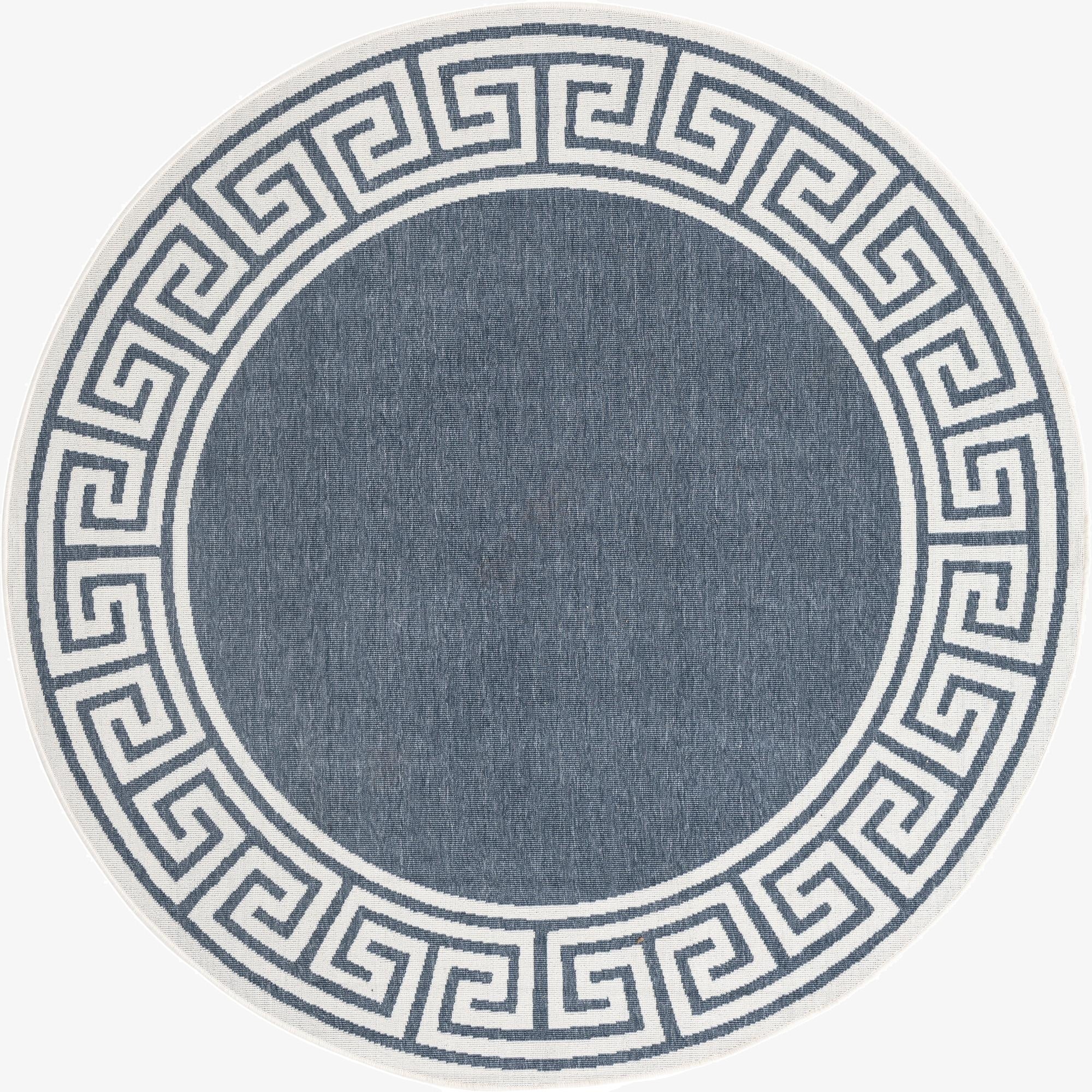 7' x 7' Washable Coastal Indoor / Outdoor Round Rug