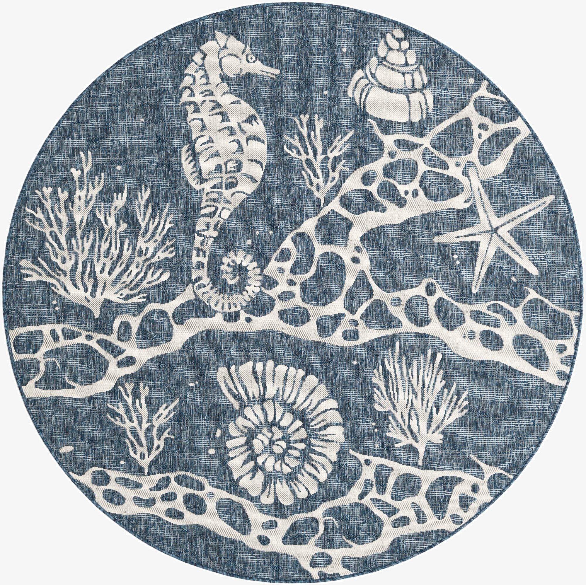 Primary image 6' x 6'  Washable Coastal Indoor / Outdoor Round Rug