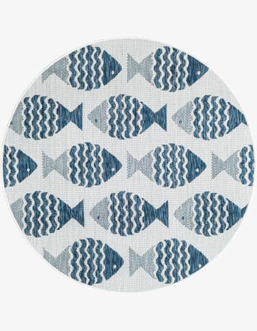4' x 4' Easy-Clean Coastal Indoor / Outdoor Round Rug