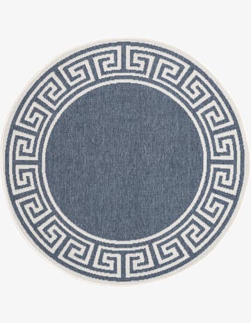 4' x 4' Easy-Clean Coastal Indoor / Outdoor Round Rug