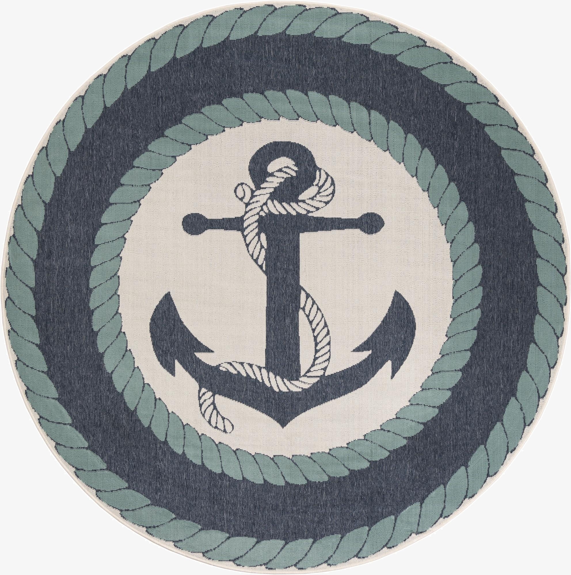 240cm x 240cm  Washable Coastal Indoor / Outdoor Round Alfombra