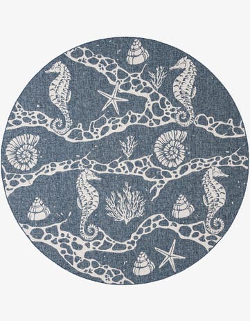 10' x 10' Easy-Clean Coastal Indoor / Outdoor Round Rug